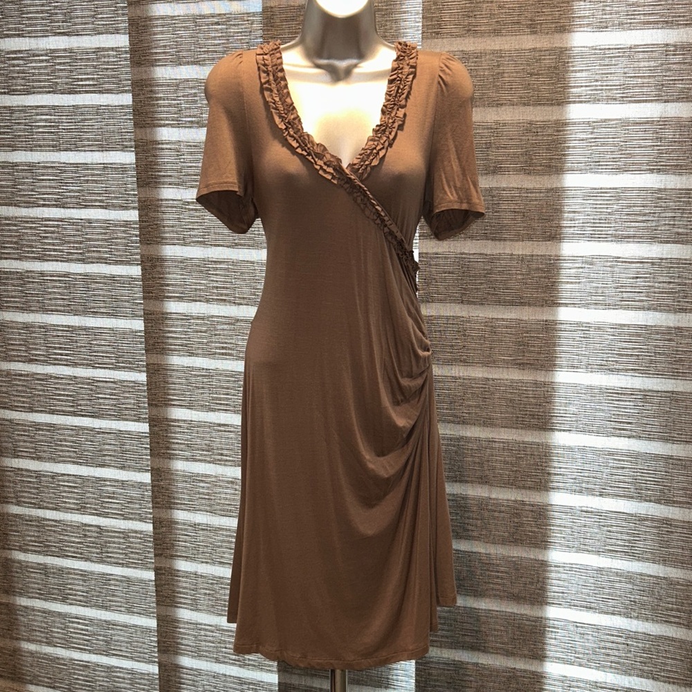 Taupe Ruffle Trim dress